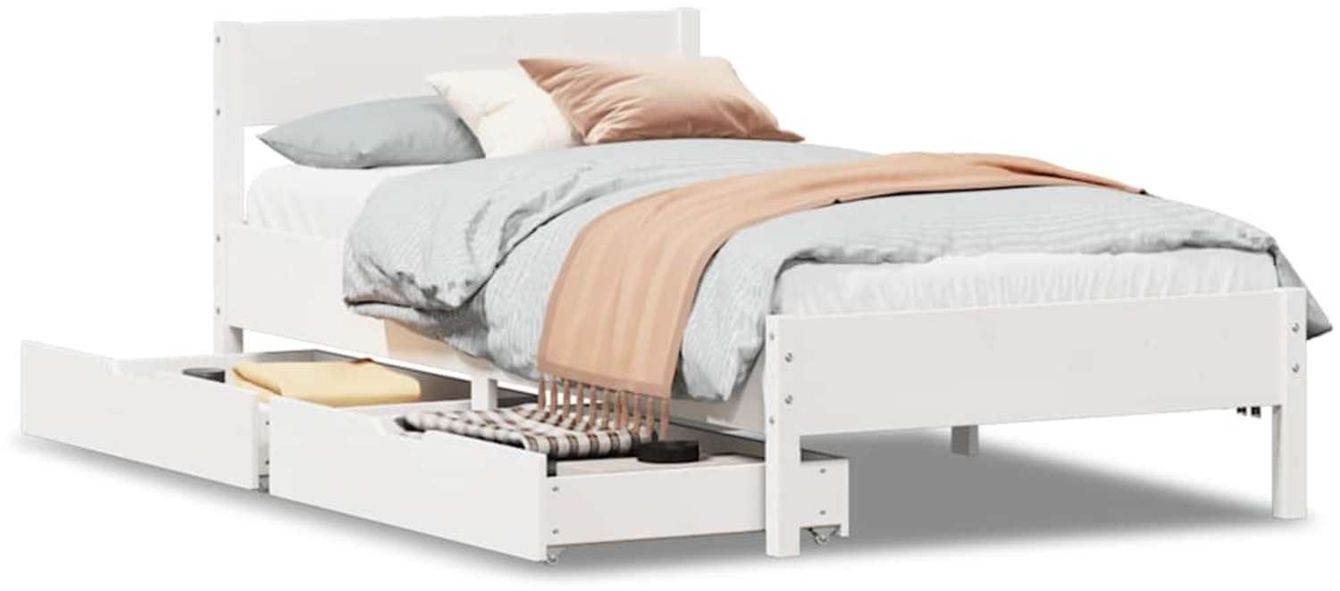 vidaXL Massivholzbett ohne Matratze Weiß 90x200 cm Kiefernholz 3301759 Bild 1