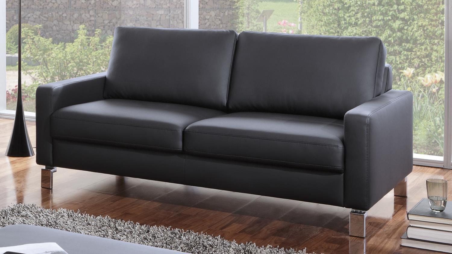 Candy 'Intermezzo' Einzelsofa 2-Sitzer in schwarz Federkern und Chromfüße, 164 cm Bild 1