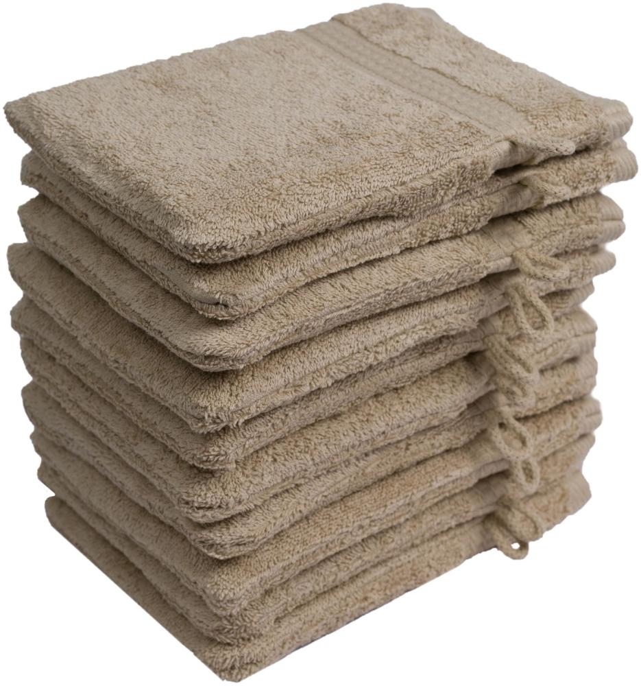 Müskaan - 5er Set Frottee Waschhandschuhe Elegance 16x21 cm 100% Baumwolle 500 g/m² Waschhandschuh beige Bild 1