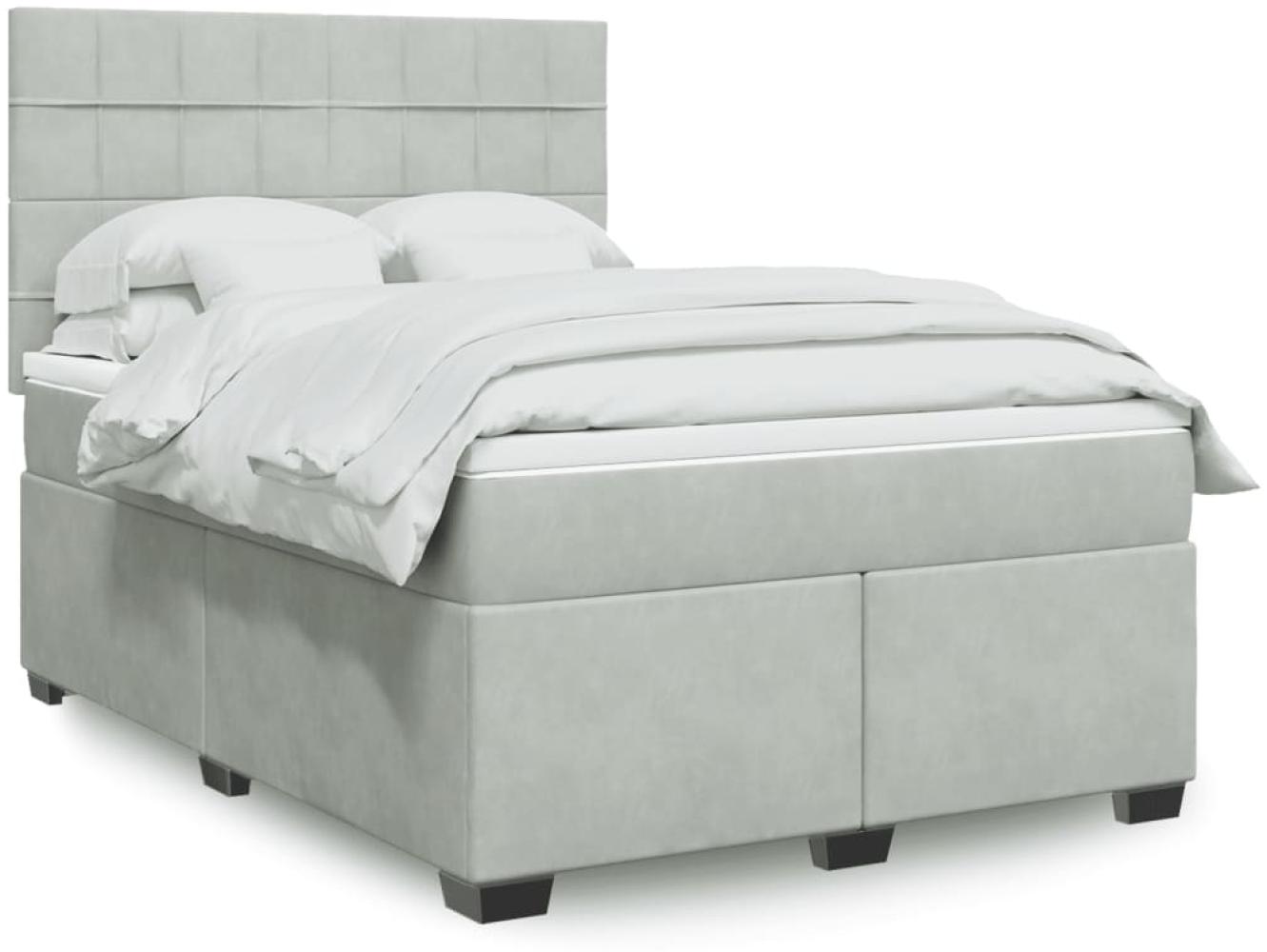 vidaXL Boxspringbett mit Matratze Hellgrau 140x200 cm Samt 3293230 Bild 1