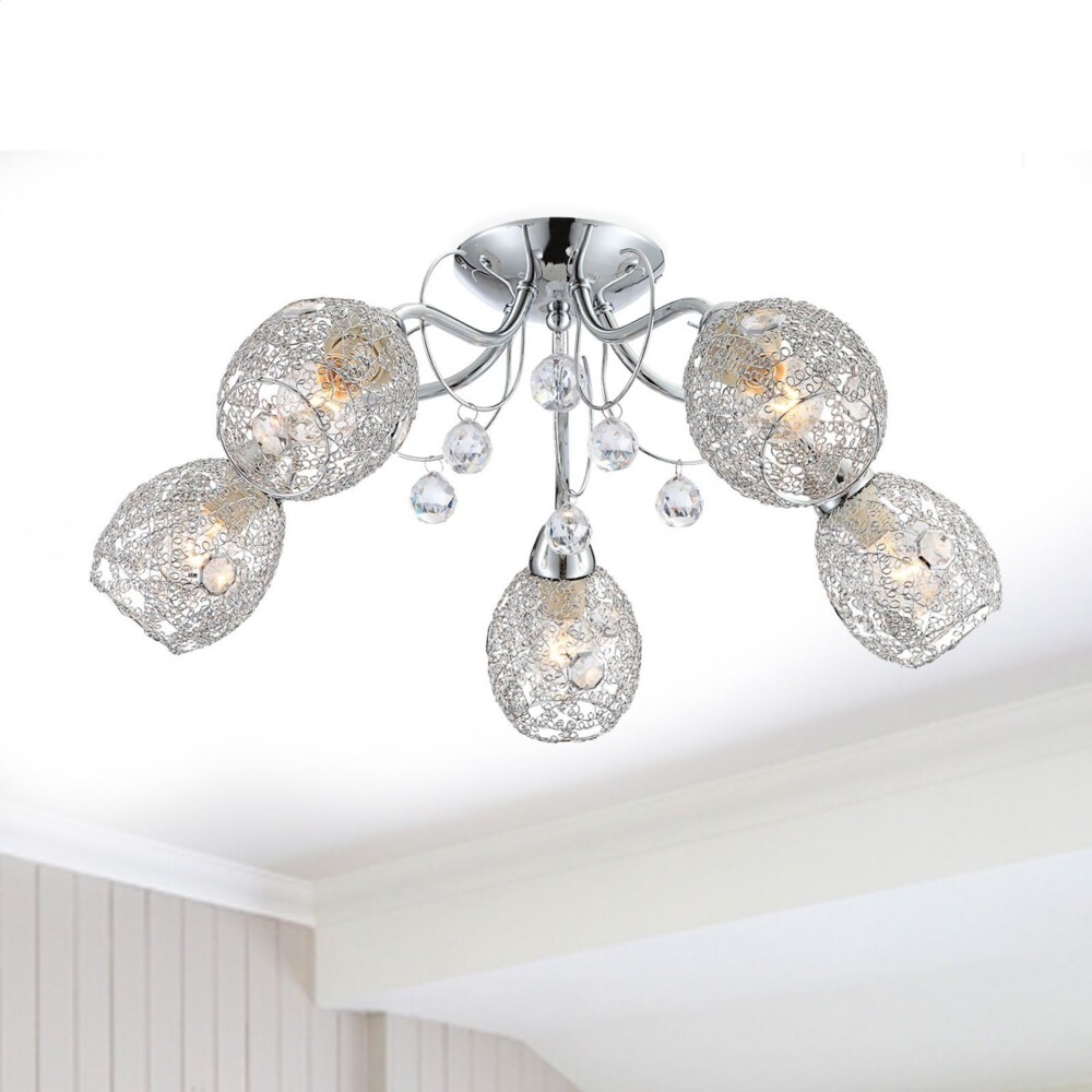 Deckenleuchte Wohnzimmer Esszimmer Kristall Deckenlampe 5 Flammig Kristalle Bild 1