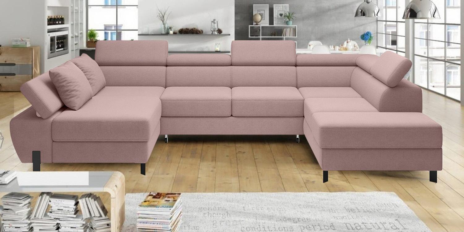 Stylefy Molinardi XL Wohnlandschaft Strukturstoff Rosa Rechts Bild 1