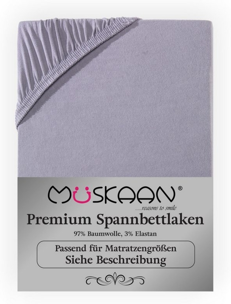 Müskaan Spannbettlaken Premium Spannbetttuch Bettlaken Betttücher 190 g/m² Elastan Baumwolle, Jersey, Gummizug: Rundumgummizug, Bettlaken bis 32cm Matratzenhöhe Bezug 200x220 Bild 1