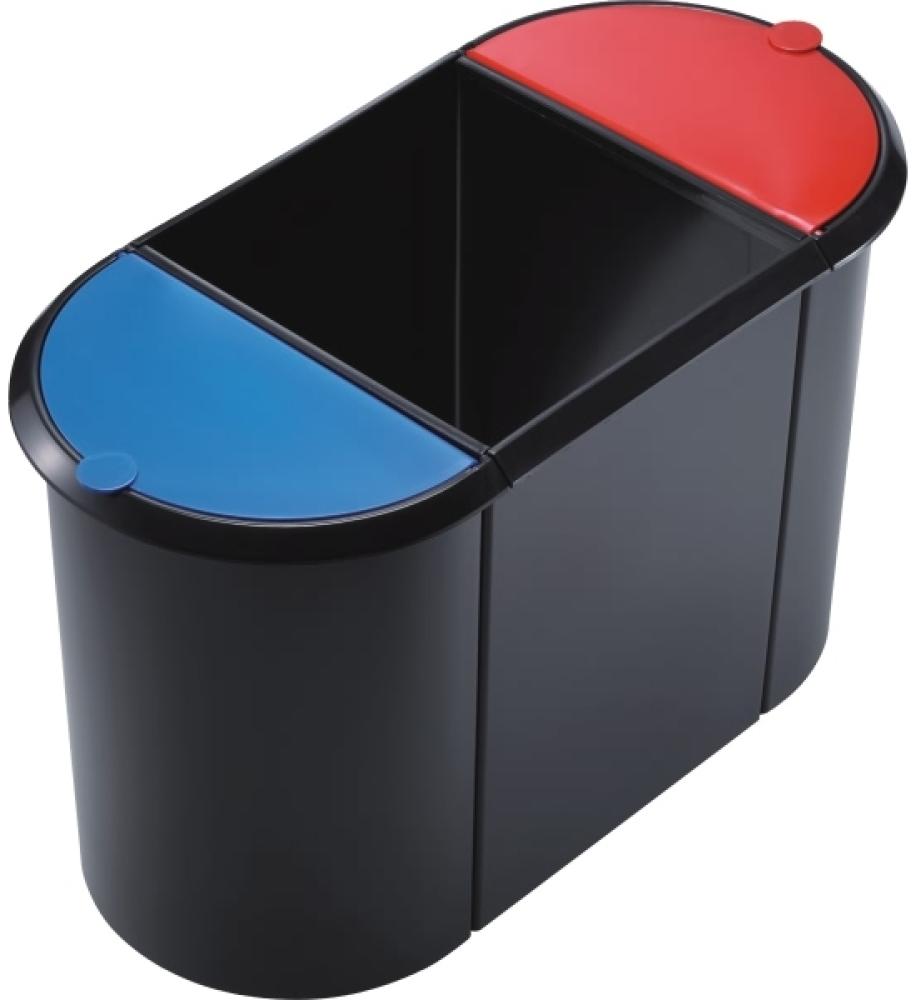 Helit Trio-System-Papierkorb 38l schwarz/rot/blau Bild 1