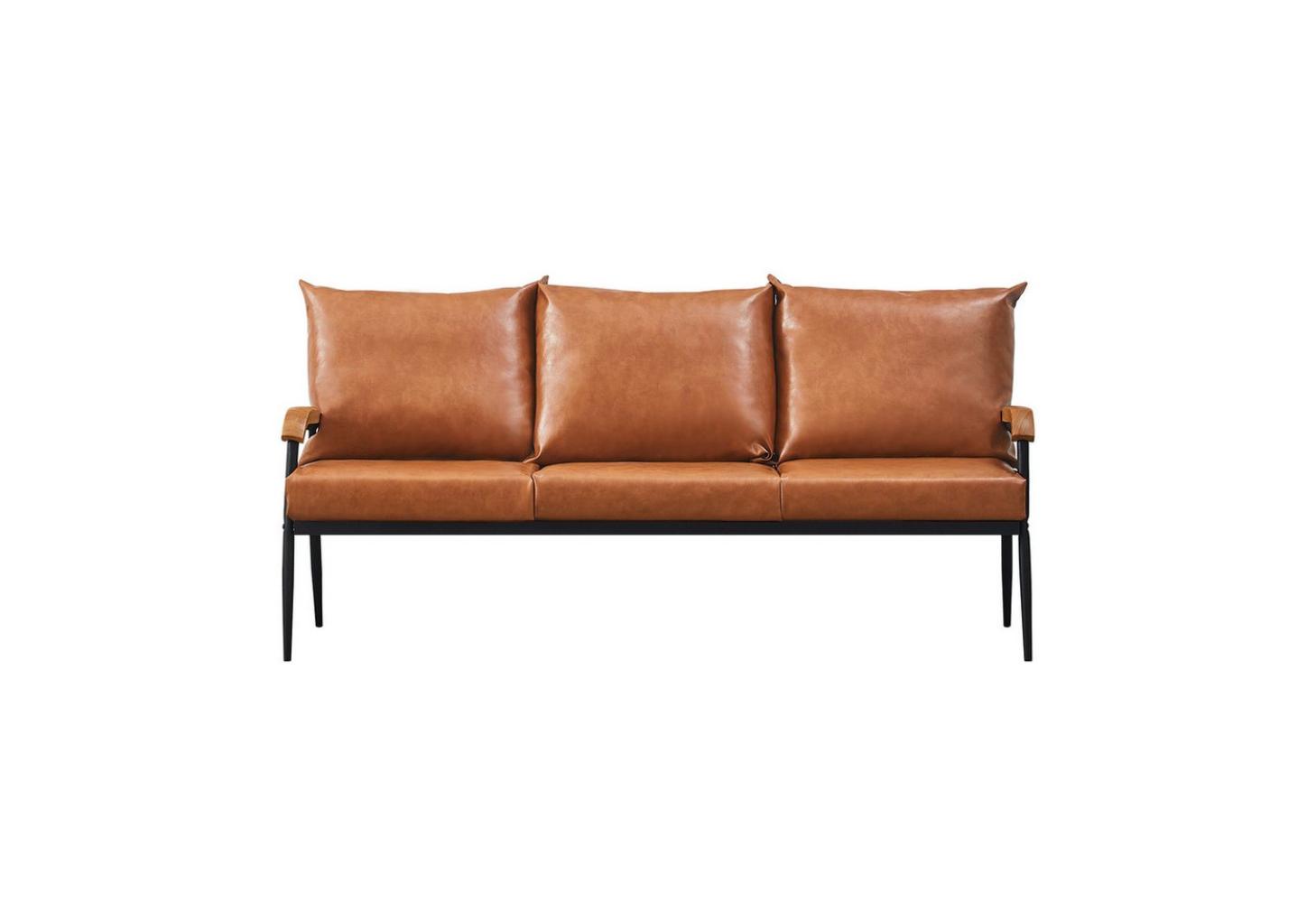 CLIPOP Sofa 3-Sitzer Couch, Kunstleder Weiches Lounge Sofa Bild 1