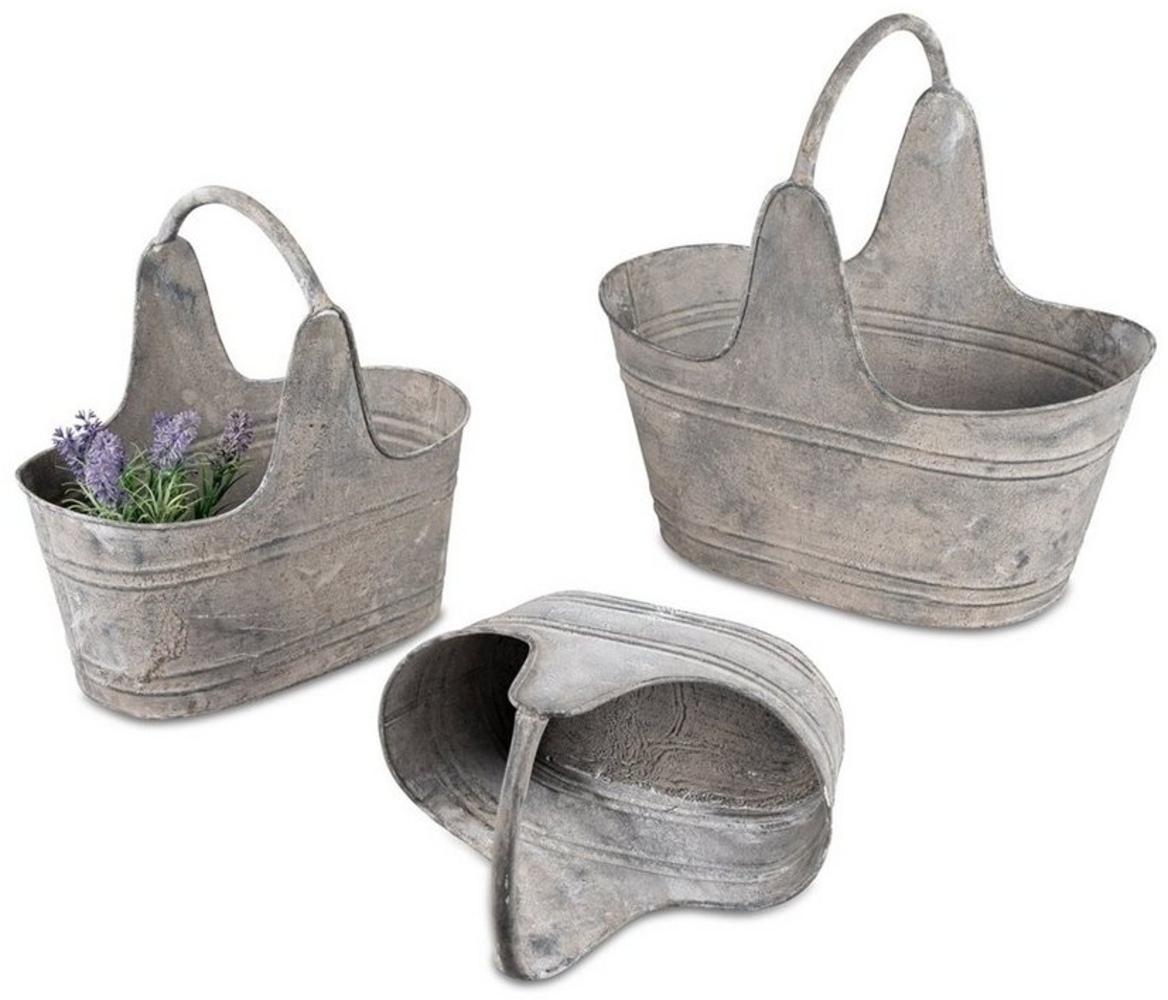 formano Pflanzkübel Körbe 3er-Set Metall antik (Set, 3 St, 3 Pflanzgefäße), Pflanzgefäß Gartendeko Bild 1