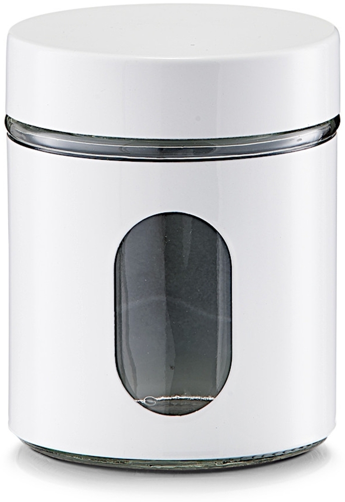ZELLER 19790 Vorratsglas 600 ml mit Metallmantel WEISS, pulverbeschichtet Bild 1