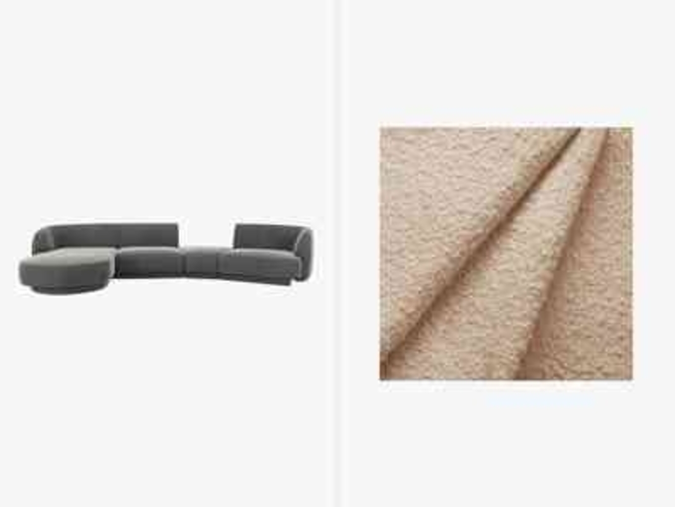 Micadoni Modulares Sofa Miley mit Recamiere 4-Sitzer Links Boucle Baloo Beige Bild 1