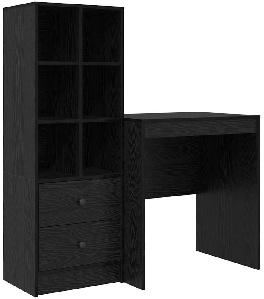 vidaXL Schreibtisch mit Stauraum mit Regal 2 pcs Schwarz Eichen-Optik 3337346 Bild 1