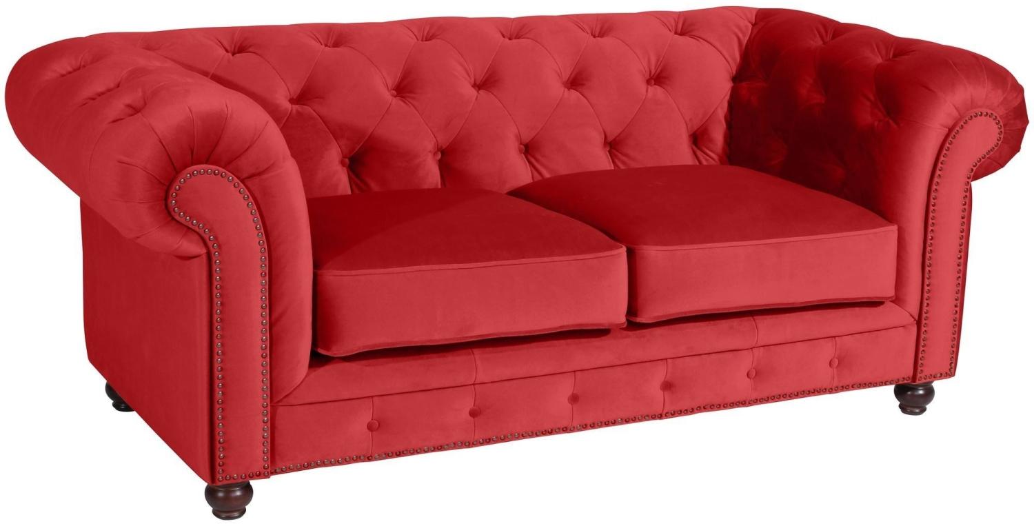 Sofa 2-Sitzer Kathe Bezug Samtvelours Buche nussbaum dunkel / rot 22491 Bild 1