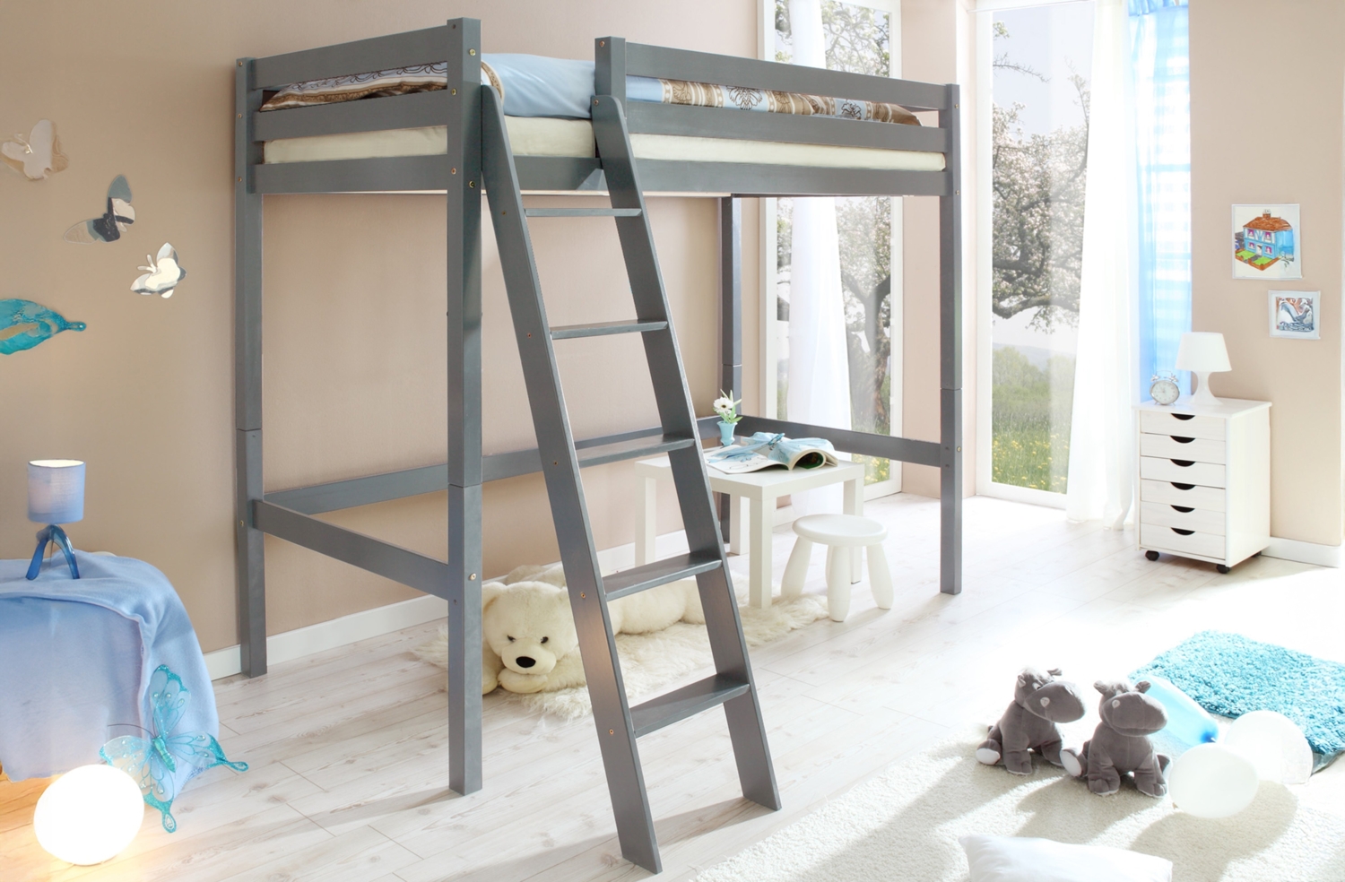 Hochbett "Matthias" 90x200 Kiefer massiv Bild 1