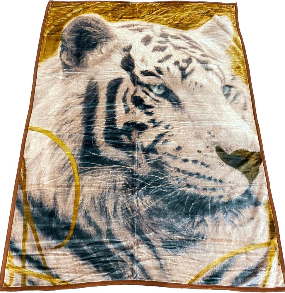 Almina Decke 200x240cm 2 Personen Weißer Tiger Tagesdecke Kuscheldecke Wohndecke Fleecedecke Bettdecke Motiv 4 Bild 1