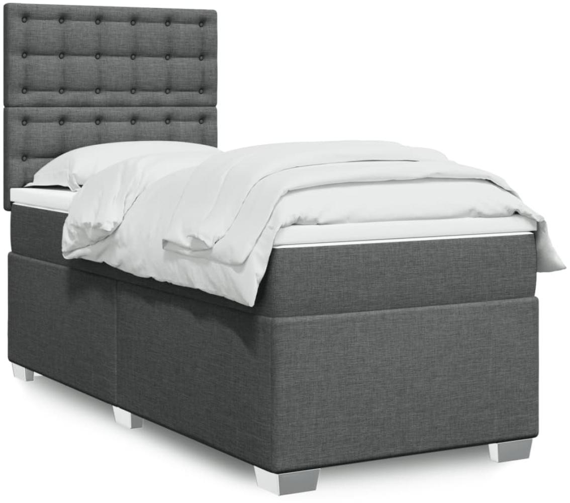 vidaXL Boxspringbett mit Matratze Dunkelgrau 90x190 cm Stoff 3292658 Bild 1