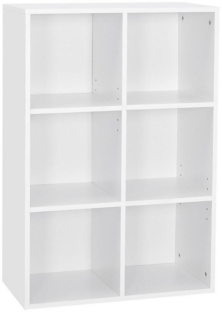 Mondeer Bücherregal Bücherschrank, Würfelregal, Standregal, mit 6 Fächern, Weiß Bild 1