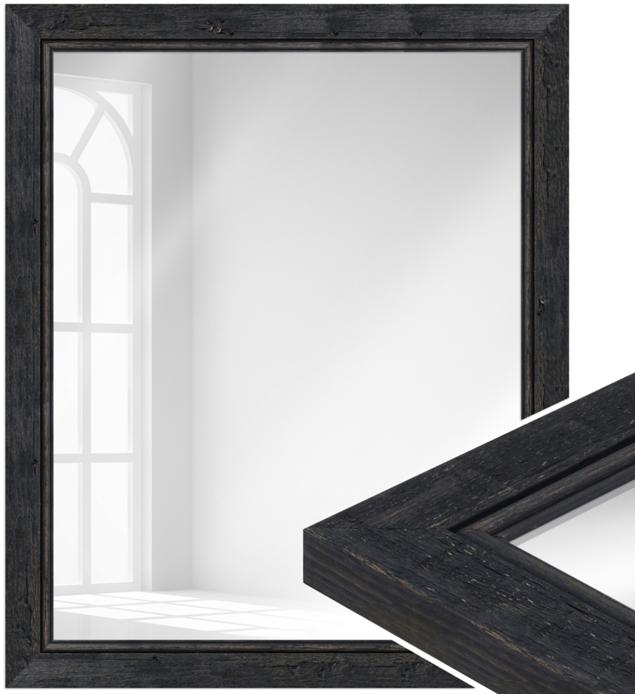 WANDStyle Wandspiegel H660 aus Massivholz in Schwarz 77 x 107 cm im Stil Landhaus Bild 1