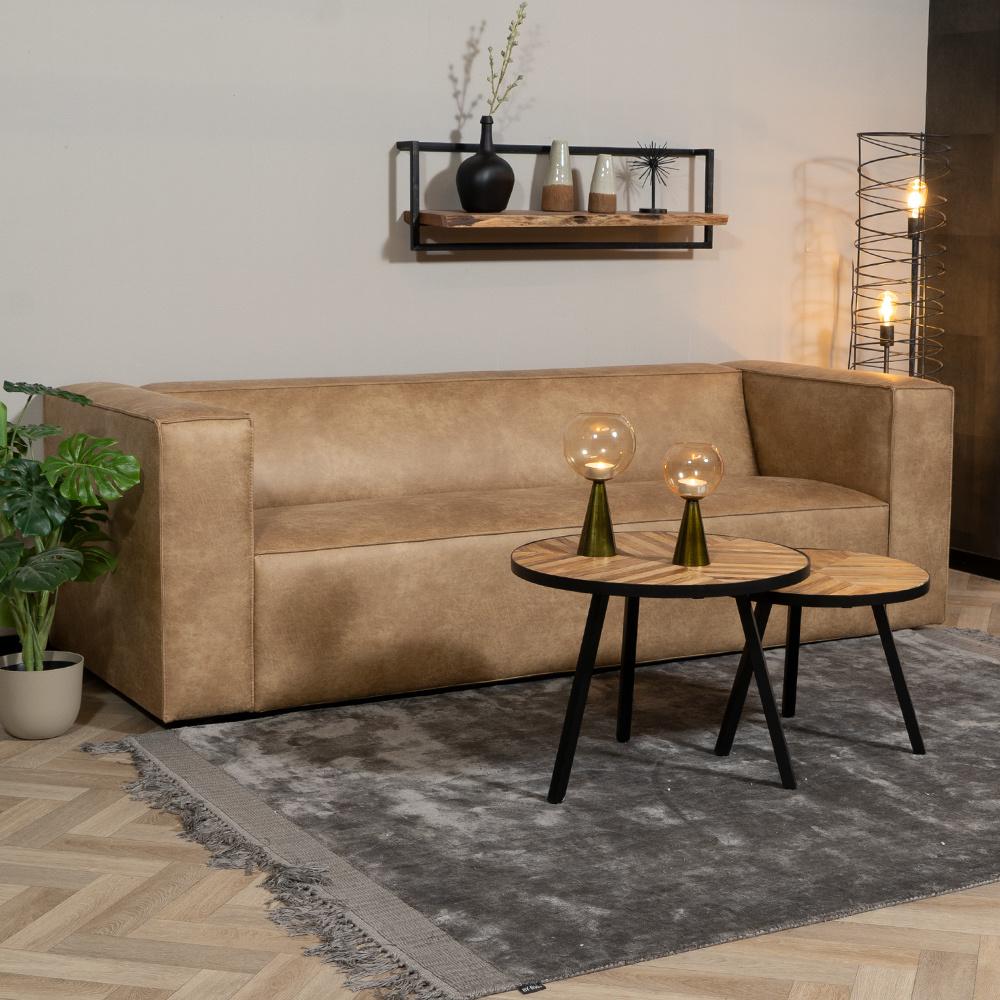 Bronx71 Ledersofa Memphis 3-Sitzer beige Bild 1