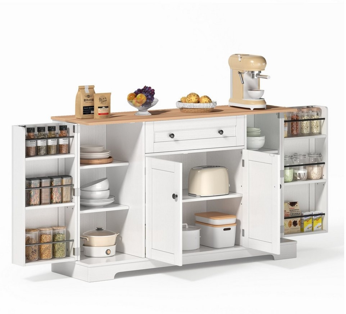 OKWISH Sideboard Küchenbuffet,Kommode (Multifunktionales Küchenbuffet 138 cm Sideboard mit Schublade, verstellbaren Einlegeböden, Kippschutz – Modernes Design für Küche, Wohnzimmer & Schlafzimmer, praktischer Stauraum), mit Kippschutz, mit Schublade Bild 1