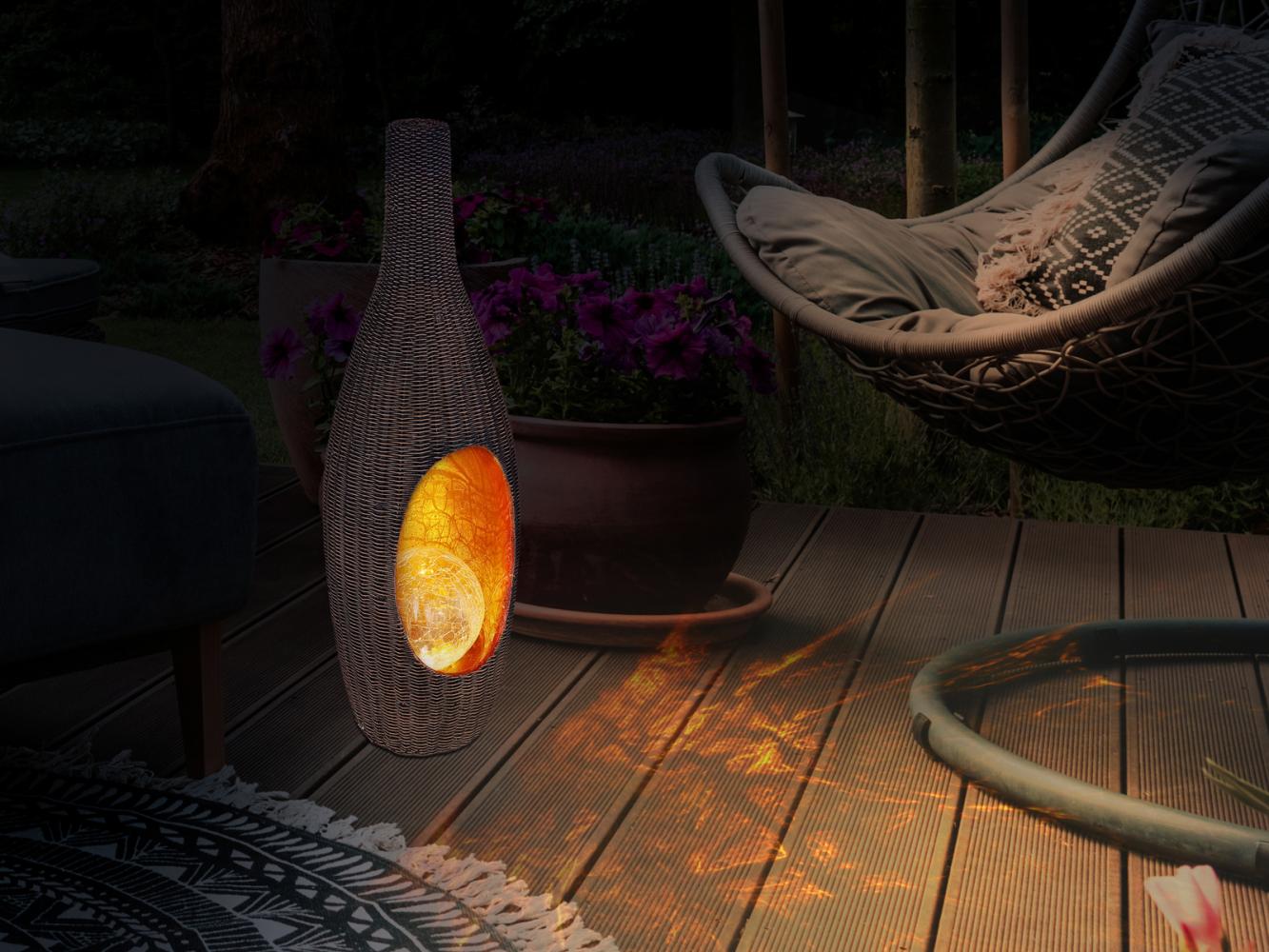 GLOBO Solarleuchte Garten Rattan Vase Solarlampe Außen Außenleuchte Solar 33524 Bild 1