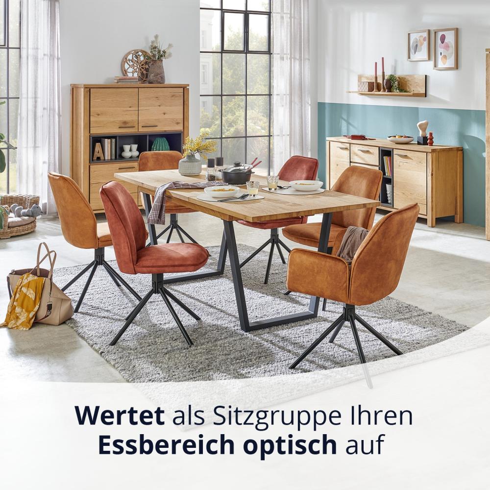 KHG Esszimmerstühle 2er Set, Küchenstuhl Velours Rotbraun, Stuhlbeine Metall lackiert, Polsterstuhl, Essstuhl, Stuhl, für Esszimmer Küche Büro Bild 1