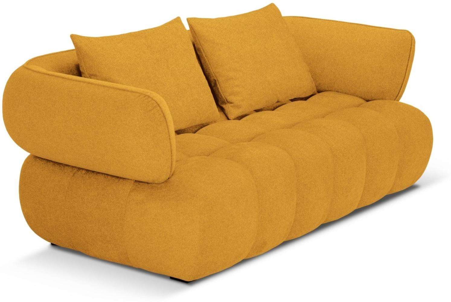 Micadoni Sofa Reese 2-Sitzer Strukturierter Samtstoff Senf Bild 1