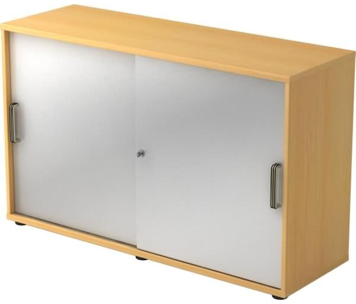 Schiebetürschrank 2 Ordnerhöhen, 120cm SG Buche / Silber Bild 1