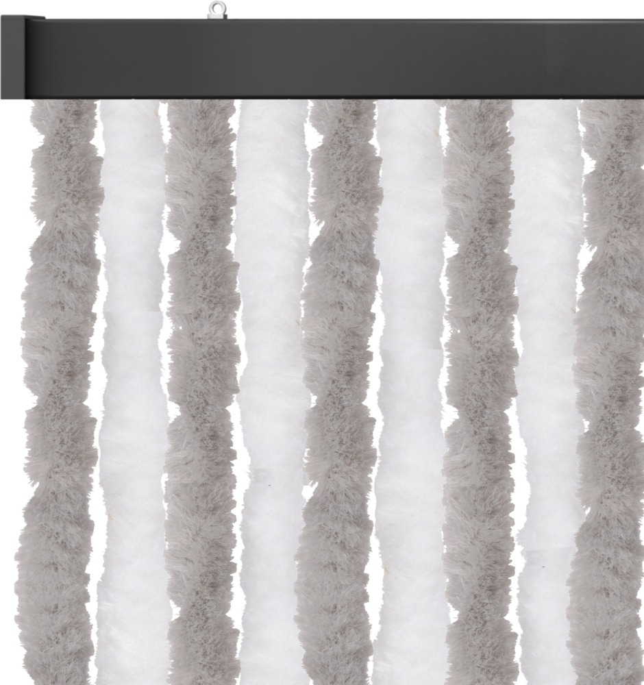 Flauschvorhang 160x200 cm in Unistreifen hellgrau - weiß, perfekter Insekten- und Sichtschutz für Ihre Balkon- und Terrassentür, viele Farben Bild 1