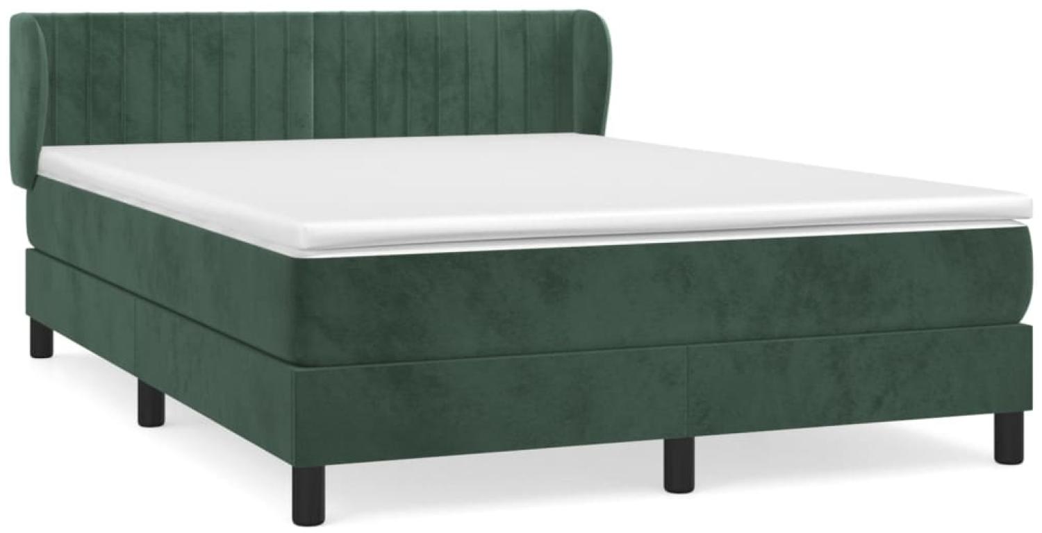 vidaXL Boxspringbett mit Matratze Dunkelgrün 140x190 cm Samt 3127610 Bild 1