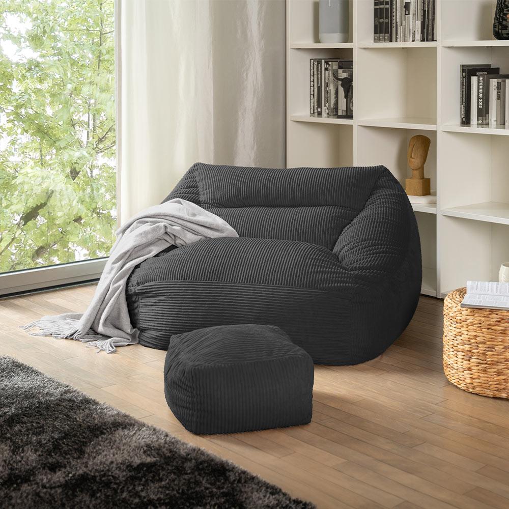 HOME DELUXE Sitzsack mit Hocker COZY – Anthrazit Bild 1