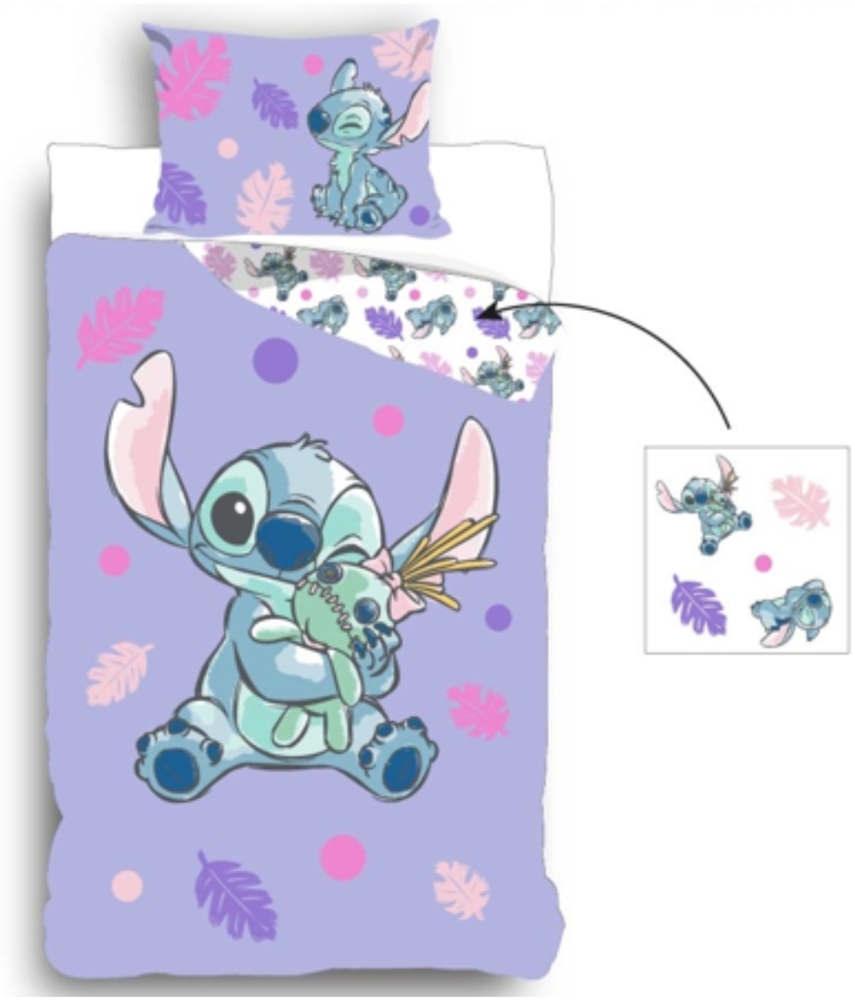 Disney Lilo & Stitch Bettwäsche Set 100 % Baumwolle Bettbezug 140x200 cm + Kissen 60x70 cm Bild 1