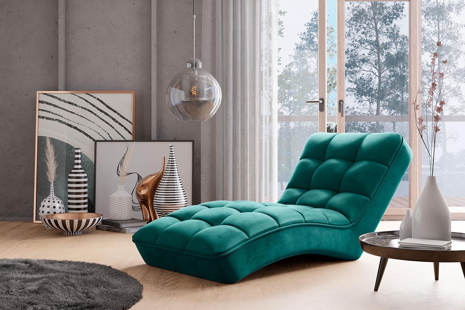 Wohnideebilder Loren Dunkelgrün Chaiselongue CH-LOR-39LU Bild 1