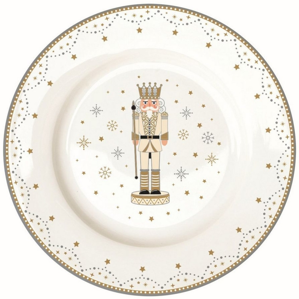 EasyLife Kuchenteller Royal Nutcracker, Handwäsche empfohlen, Weiß, Motiv: Nussknacker Bild 1