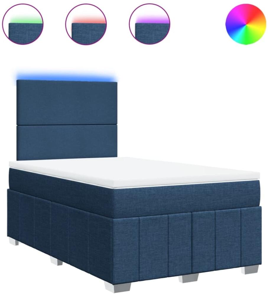 vidaXL Boxspringbett mit Matratze Blau 120x200 cm Stoff 3293934 Bild 1