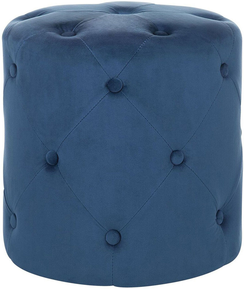 Pouf Samtstoff dunkelblau ⌀ 40 cm COROLLA Bild 1