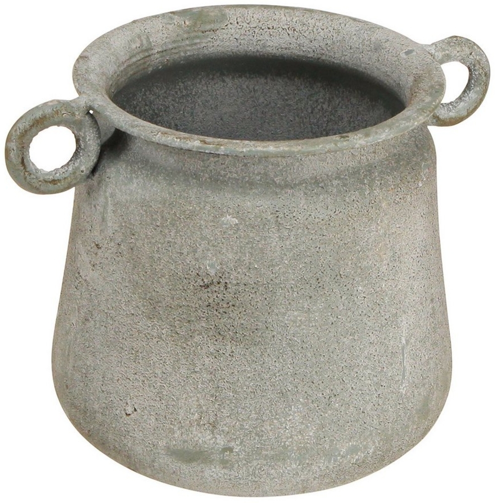Viana Übertopf Übertopf Vintage Metall mit Griffen, Grau, Landhausstil Pflanztopf Bild 1