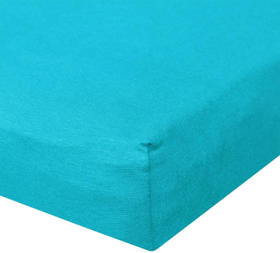 BettwarenShop Jersey Spannbetttuch Ultra-Stretch|140x200 - 160x220 cm| aqua Bild 1