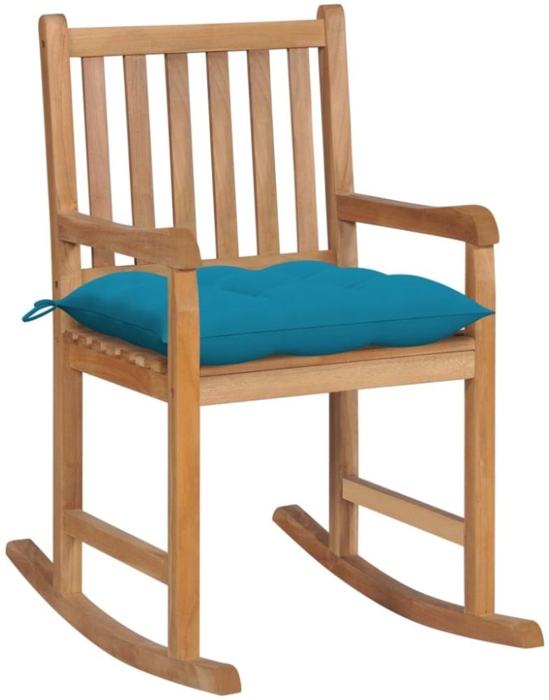 vidaXL Schaukelstuhl mit Hellblauem Kissen Massivholz Teak 3062776 Bild 1