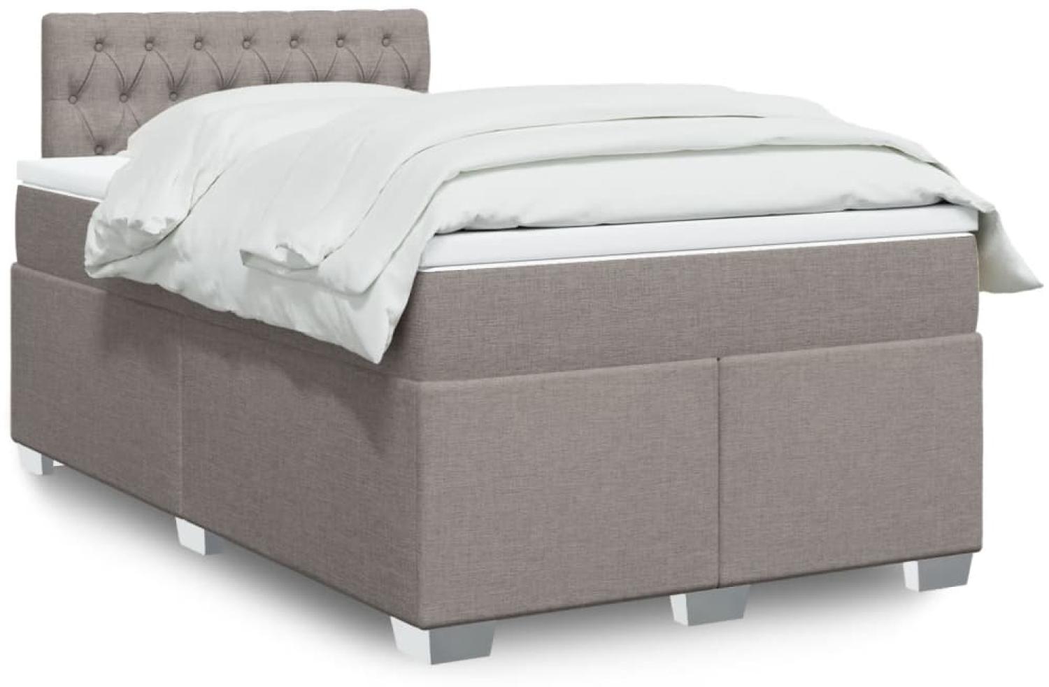 vidaXL Boxspringbett mit Matratze Taupe 120x200 cm Stoff 3288166 Bild 1