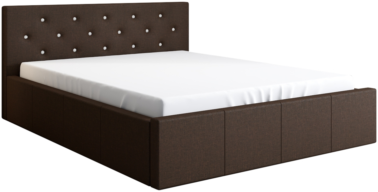 Polsterbett SKIDI 90x200 mit Matratze, Bettkasten und Lattenrost. Farbe: BRAUN 16 Bild 1