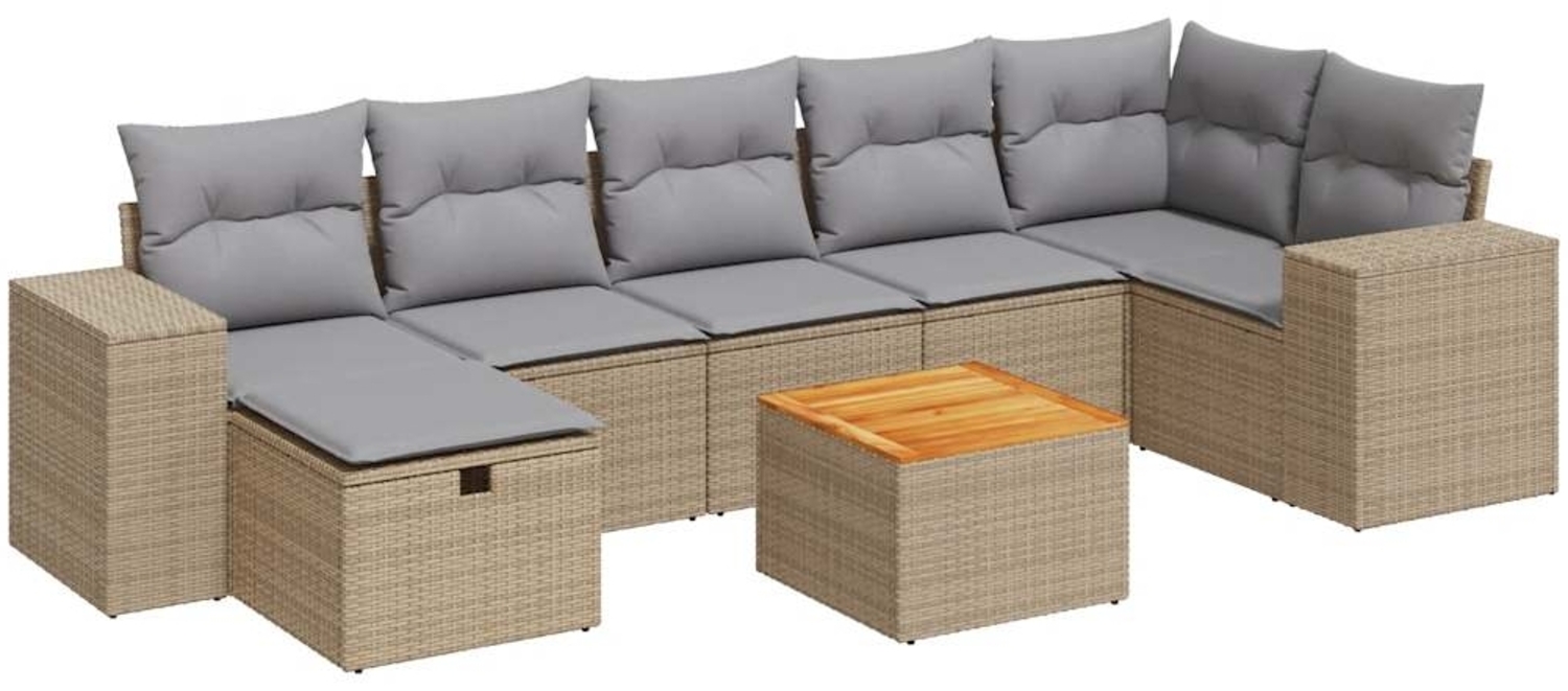 vidaXL 8-tlg. Garten-Sofagarnitur mit Kissen Beige Poly Rattan 3325881 Bild 1