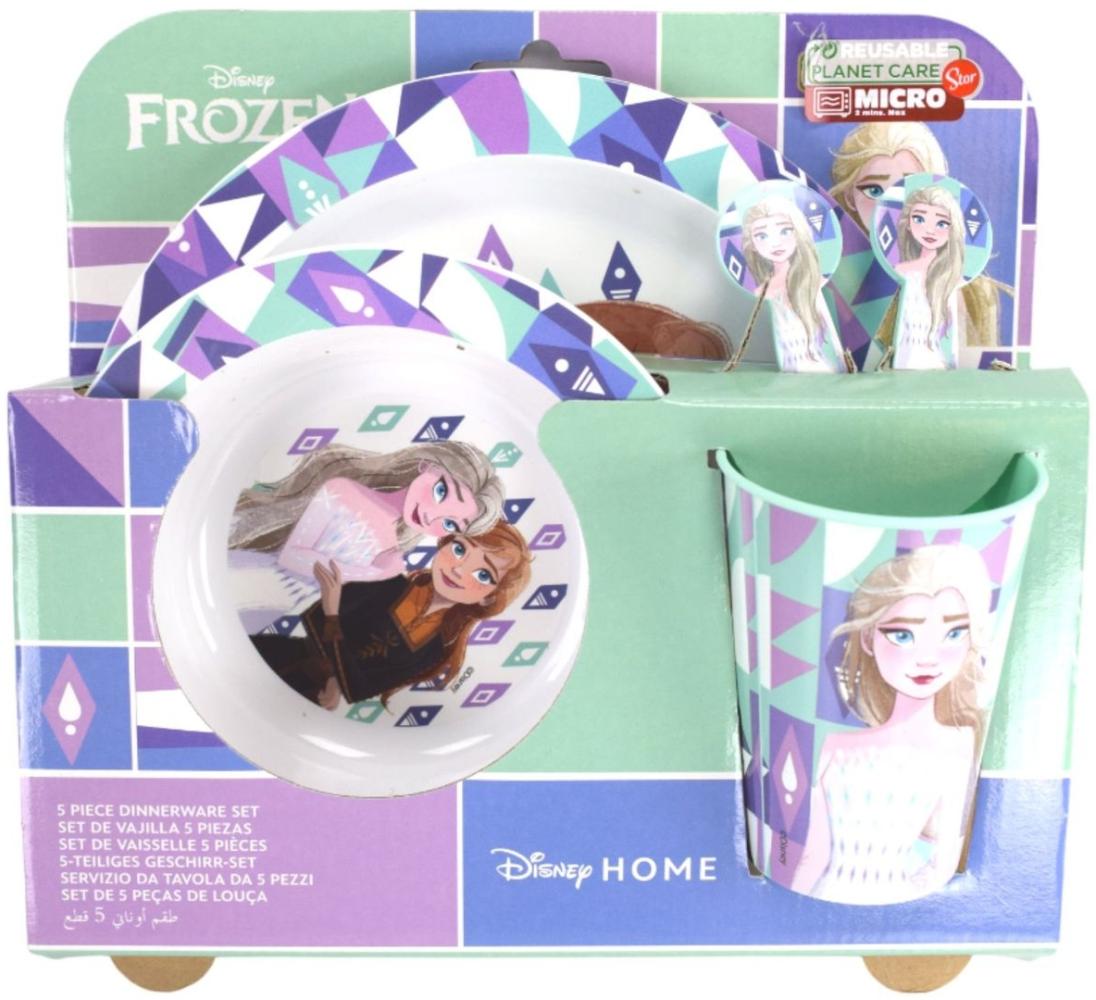 Kunststoff Kindergeschirr Set Motiv (5 tlg.) Schüssel, Teller, Becher & Besteck Disney Frozen Bild 1