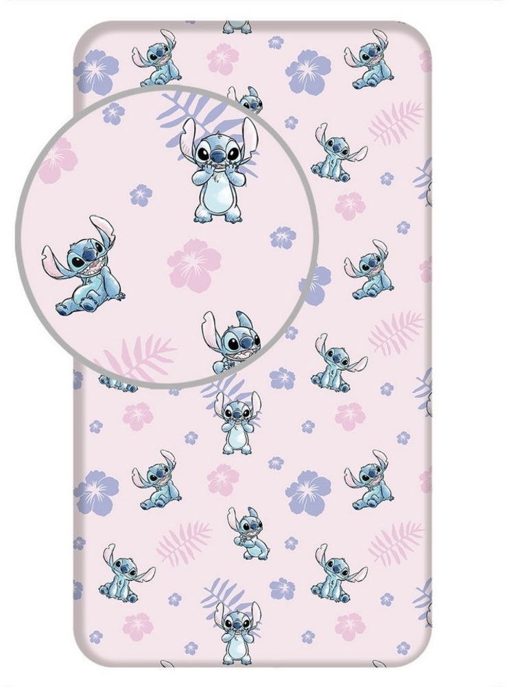 Lilo & Stitch Spannbettlaken Stitch, Baumwolle, Gummizug: rundum, Kinder Bettlaken aus 100% Baumwolle 90 x 200 x 25 cm Bild 1