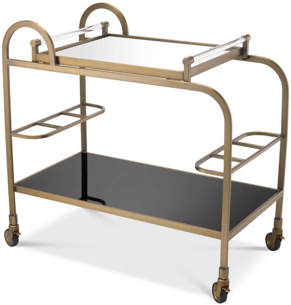 Casa Padrino Luxus Servierwagen mit abnehmbarem Tablett Messingfarben / Schwarz 83x45 x H. 75,5 cm - Hotel Restaurant Gastronomie Trolley - Luxus Accessoires Bild 1