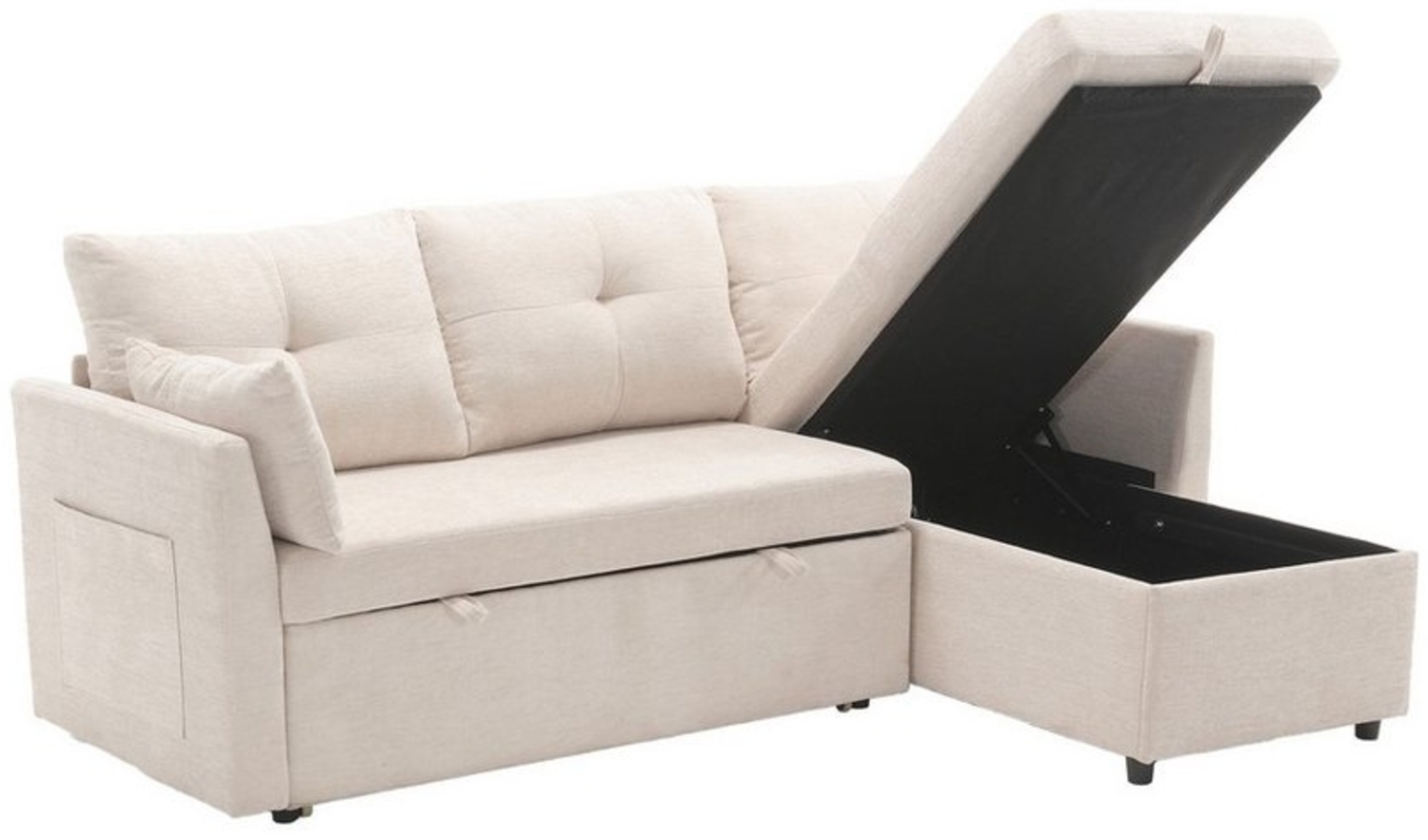 HAUSS SPLOE Sofa Schlafsofa Ecksofa mit Ausziehbett, Stauraum, Seitentaschen, Kissen, mit Relaxfunktion Bild 1