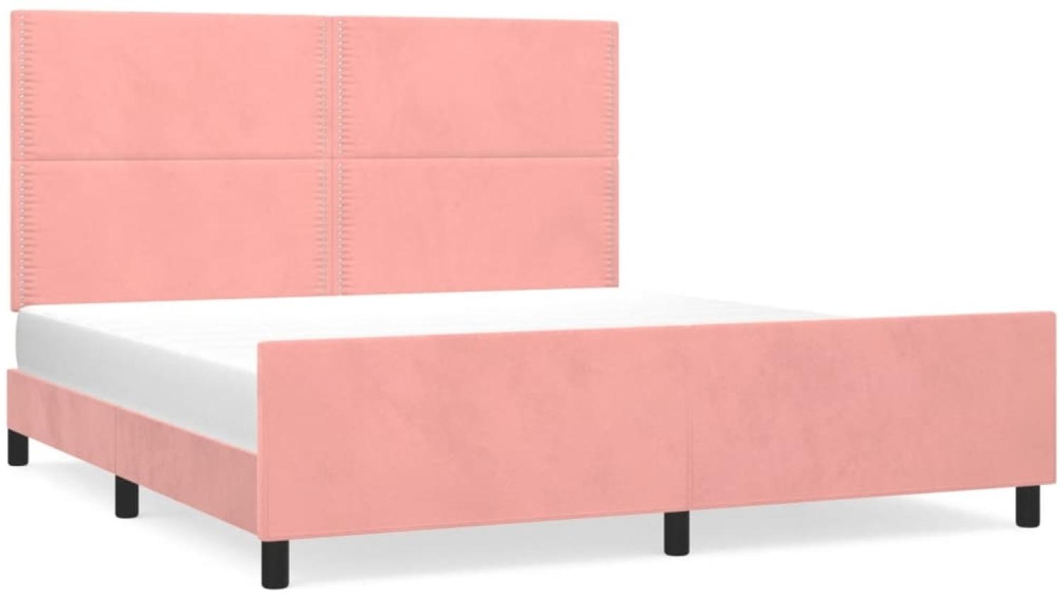 Bettgestell mit Kopfteil Samt Rosa 160x200 cm Bild 1