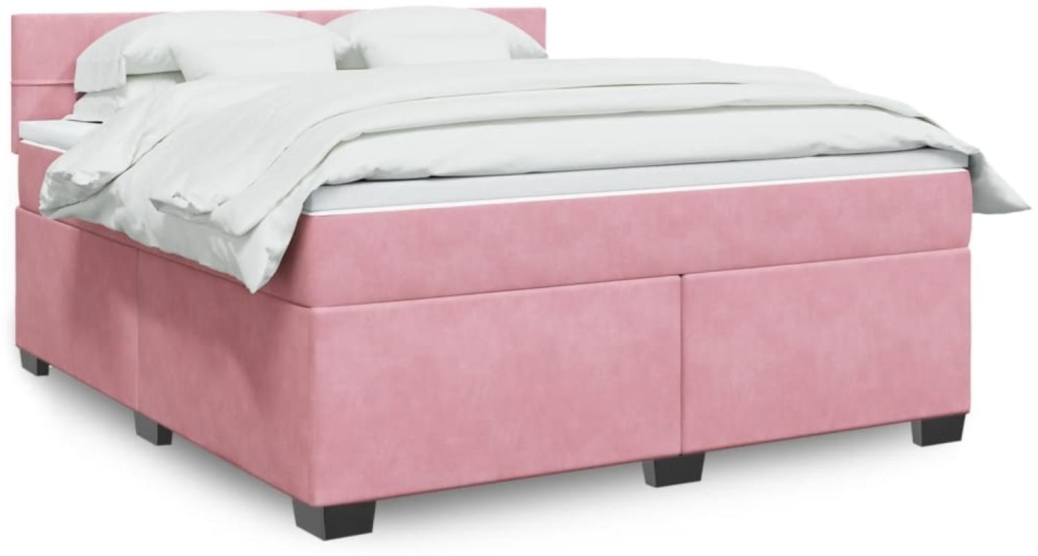 vidaXL Boxspringbett mit Matratze Rosa 180x200 cm Samt 3288683 Bild 1