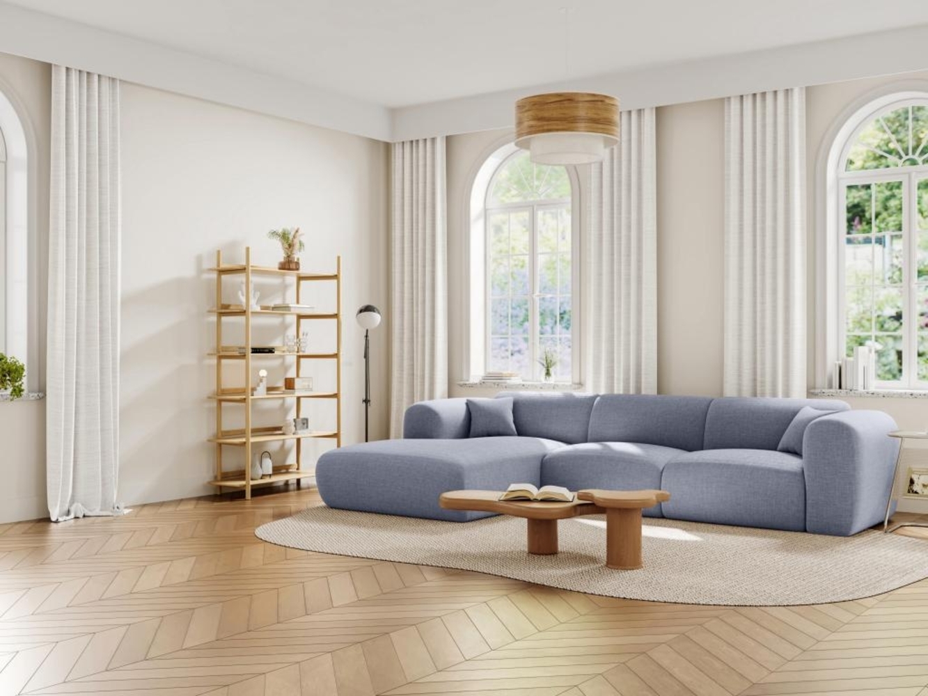 Vente-unique - Großes Ecksofa - Ecke links - melierter Stoff - Grau - POGNI von Maison Céphy Bild 1