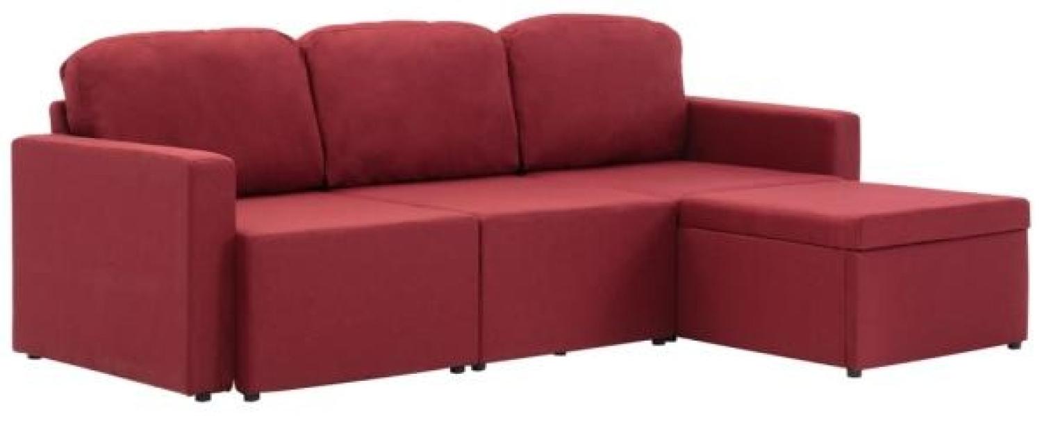 vidaXL Modulares 3-Sitzer-Schlafsofa Weinrot Stoff Bild 1