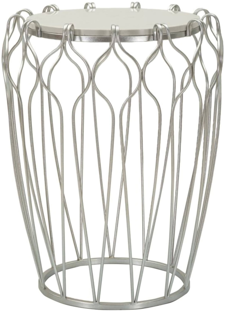 Dmora Wohnzimmertisch Castelli, Niedriger Wohnzimmertisch, Kaffeeregal, Couchtisch für Sofa, 48x48 h62 cm, Silber Bild 1