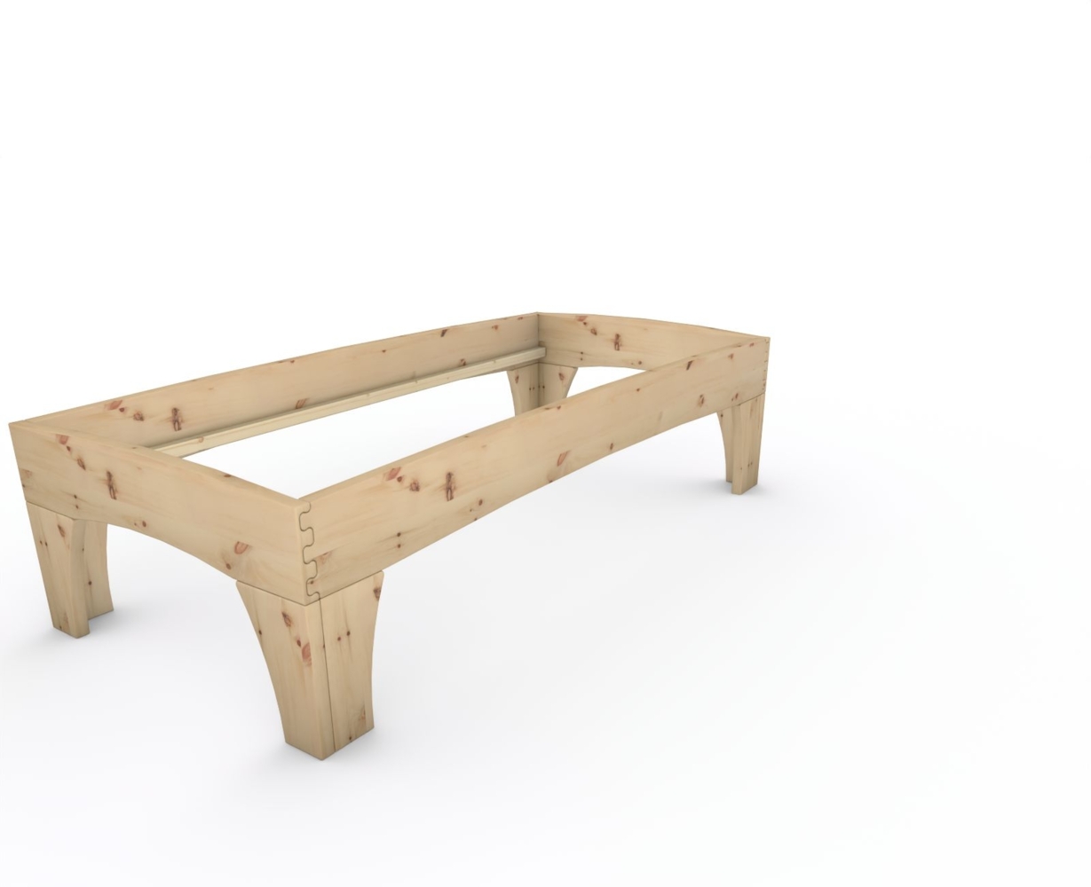 Zirbenbett Massivholzbett "Rosi" metallfrei 100 x 220 cm 58 cm ohne Kopfteil Bild 1