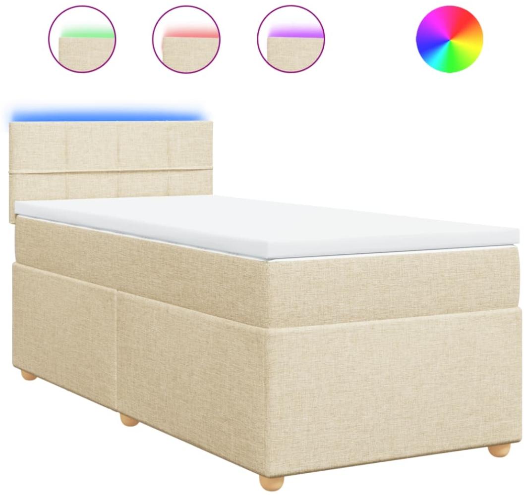 vidaXL Boxspringbett mit Matratze Creme 90x190 cm Stoff 3288840 Bild 1